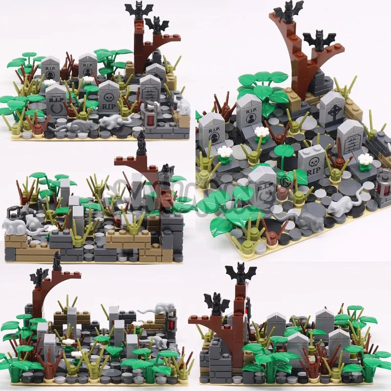 Halloween Building Blocks Set for Graveyard Scene - 99-265pcs Construction Decoration