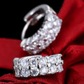 925 Sterling Silver Double Row Crystal Round Earrings for Women