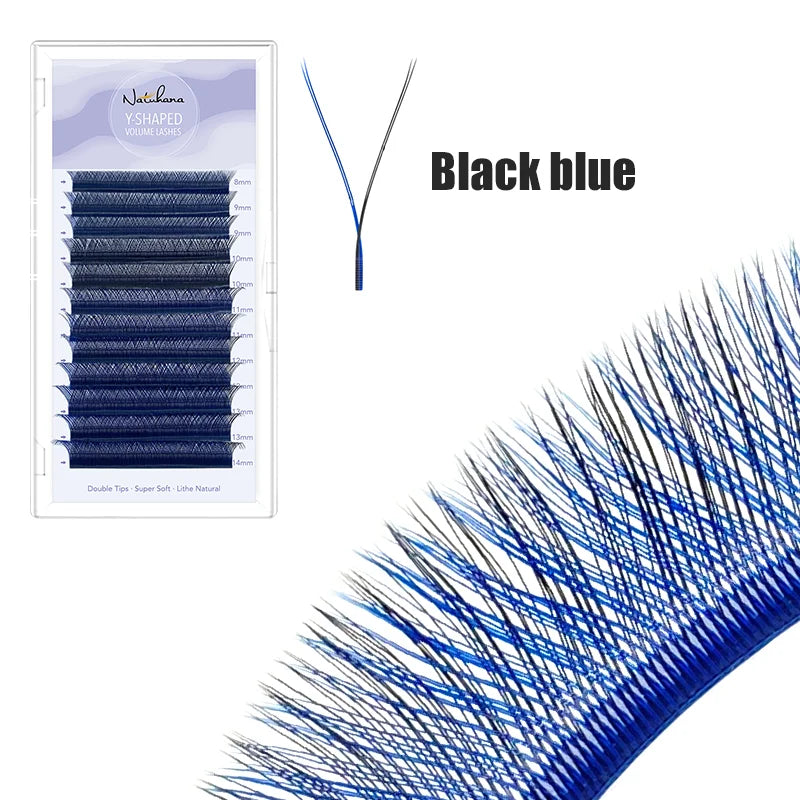 False Eyelashes Extension YY Shape with Ombre Colors and C/D Curl - Natural Look