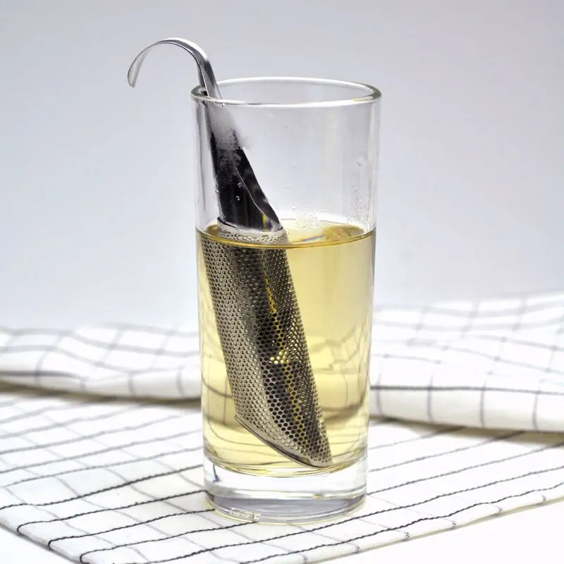 Stainless Steel Tea Infuser Filter for Loose Leaf Tea - Pipe Design, Long Handle, Reusable Brewer