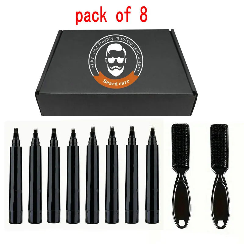 Beard Filling Pen Kit for Thickening & Coloring - Waterproof Men Cosmetic