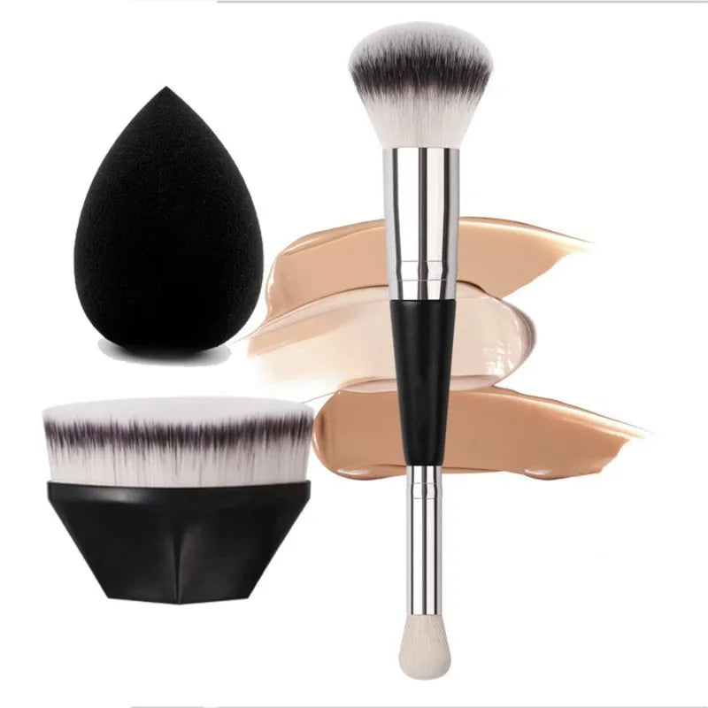 Dual-ended Foundation Brush for Liquid, Cream & Powder Makeup - Short Hair