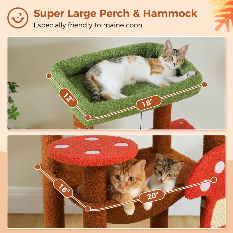 Large Multi-Level Cat Tree Tower with Scratching Posts and Cozy Hammock
