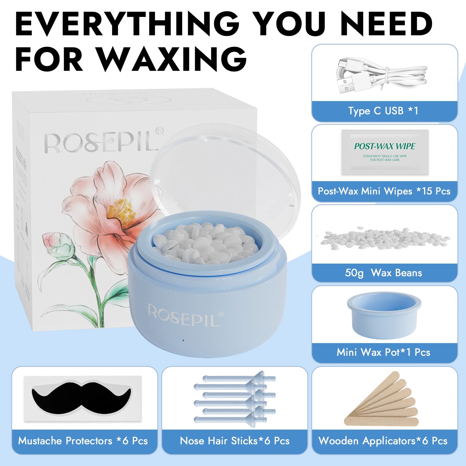 Mini Portable Wax Warmer Kit for Facial and Small Area Hair Removal