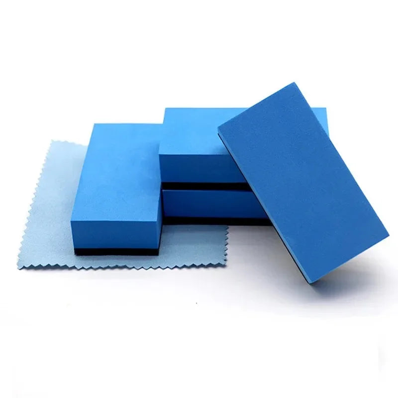 Car Ceramic Coating Applicator Kit - Blue Sponge & Microfiber Cloth for Wax & Paint Protection