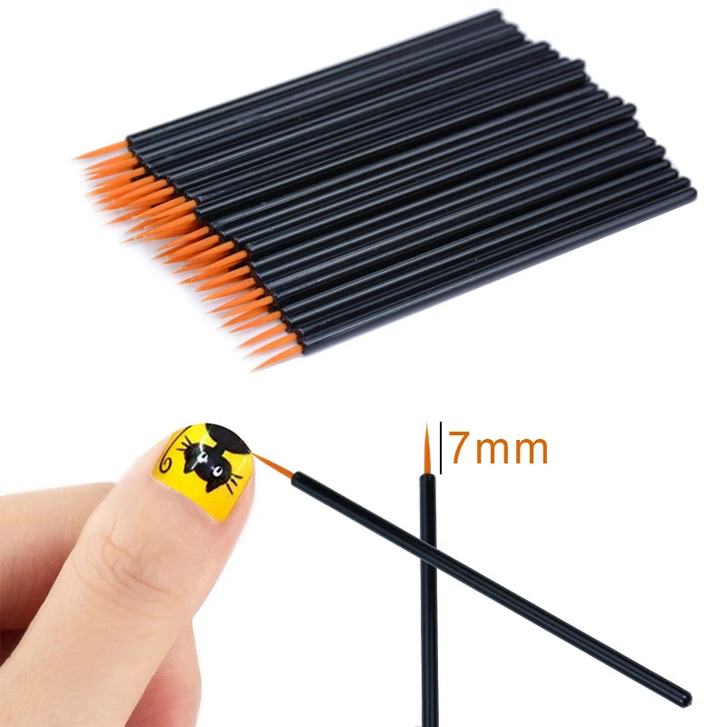 Disposable Nail Art Brush Set 50pcs for Manicure & Makeup Application