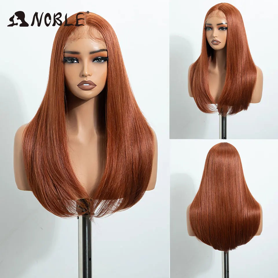 Synthetic Lace Front Wig 22 Inch Straight Bob Style with Dark Root Blonde for Women