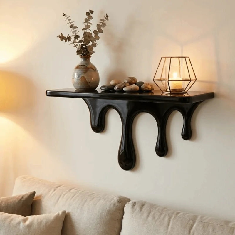 Artistic Drip Floating Wall Shelf - Irregular Shape Plastic Plant Display Stand