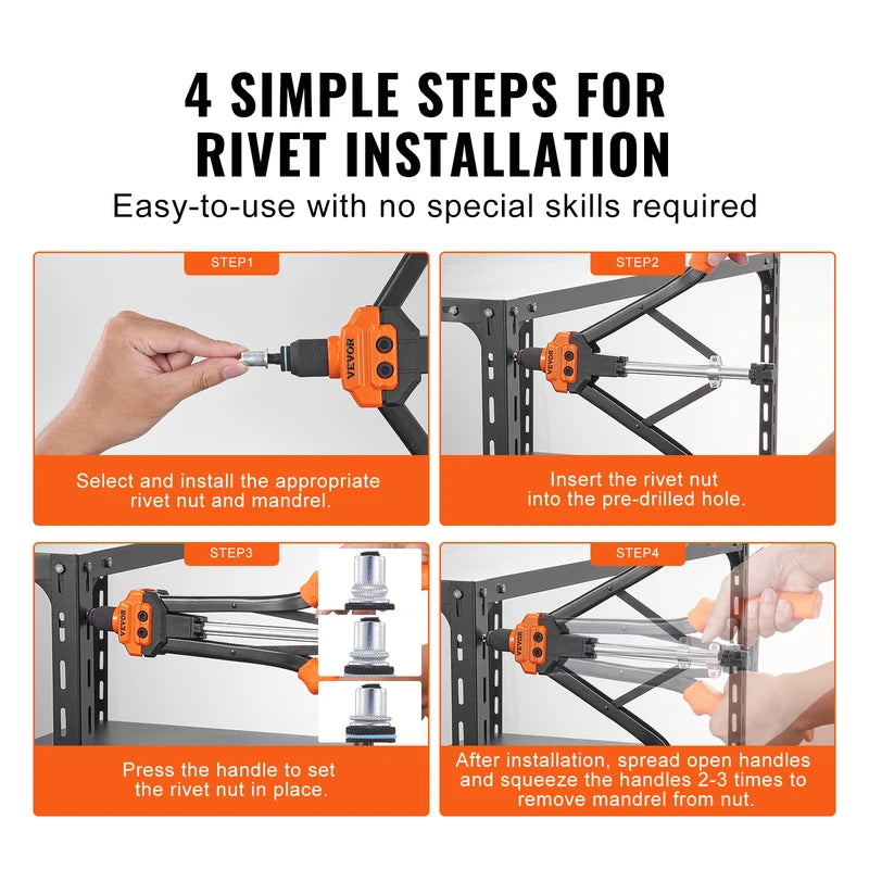SucceBuy 14" 16" Rivet Nut Tool Rivnut Kit with Metric and SAE