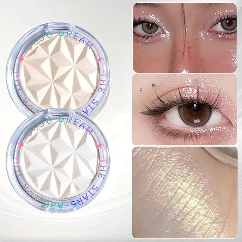 Shimmer Diamond Glow Highlighter Palette - 2-Color Natural Radiance for Face & Makeup