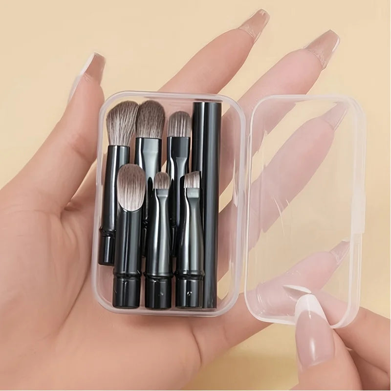 6-Piece Portable Makeup Brush Replacement Head Set with Nose Shadow Brush - Travel-Friendly
