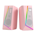 RGB Desktop Speakers 2.0 Channel Stereo with 6 Color Modes PC Audio White Pink