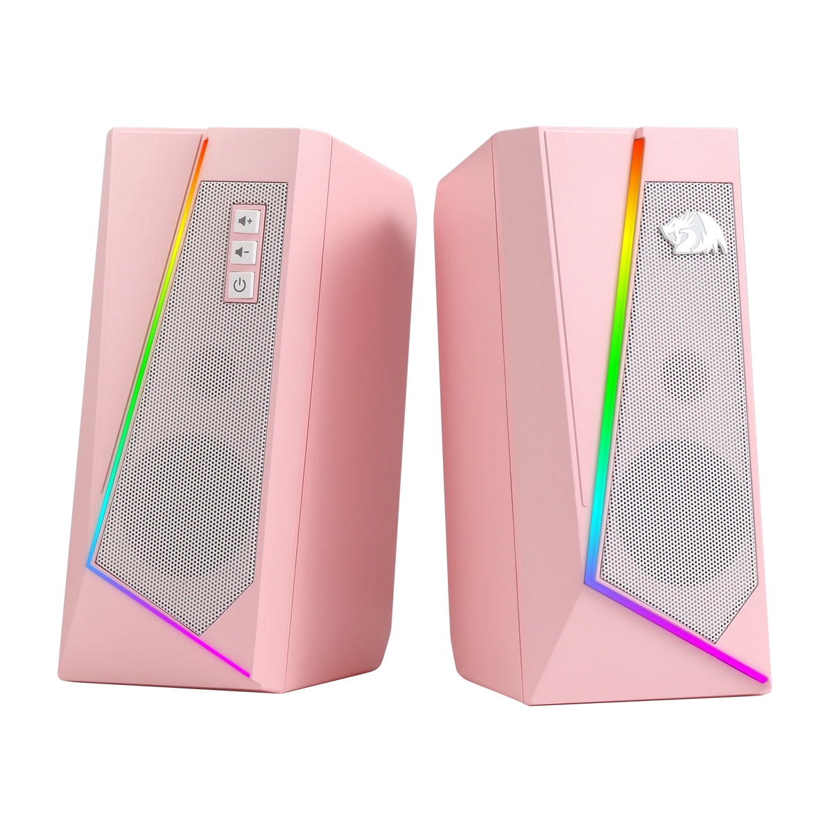 RGB Desktop Speakers 2.0 Channel Stereo with 6 Color Modes PC Audio White Pink