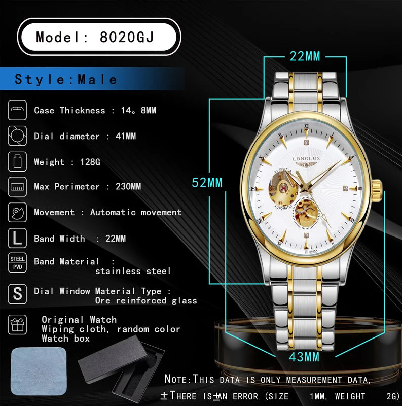 Men's Automatic Mechanical Watch Luxury Waterproof Skeleton Business Gift