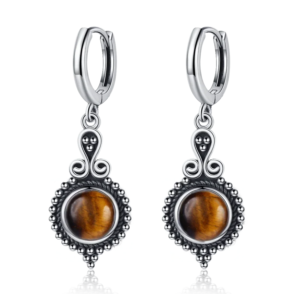 Elegant Natural Kyanite Silver Drop Earrings for Women Vintage Jewelry Wedding Gift