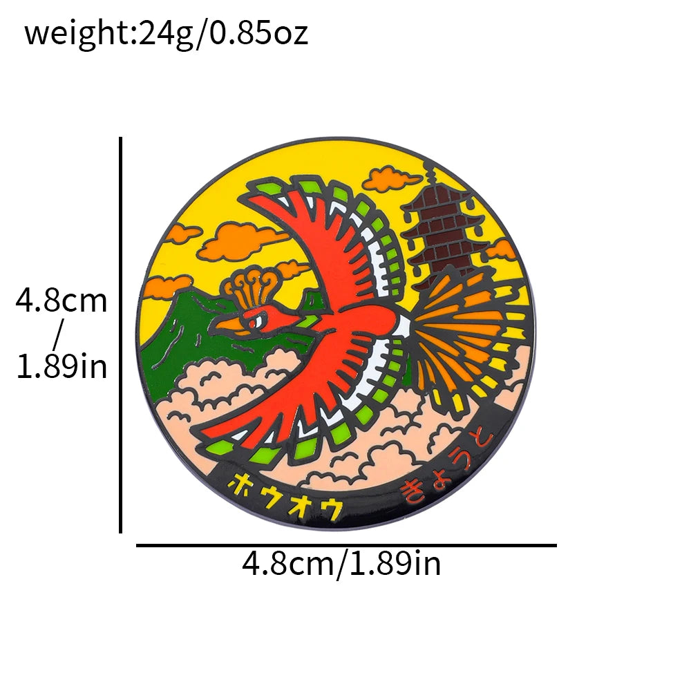 Anime Mythical Creatures Enamel Pin Set - Lugia & Ho-Oh Collectible Badge