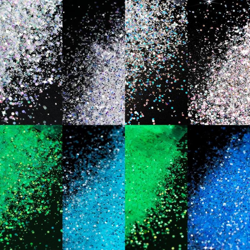 Glow-in-the-Dark Glitter Resin Pigment for Nail Art & Crafts - 10g Variety Pack