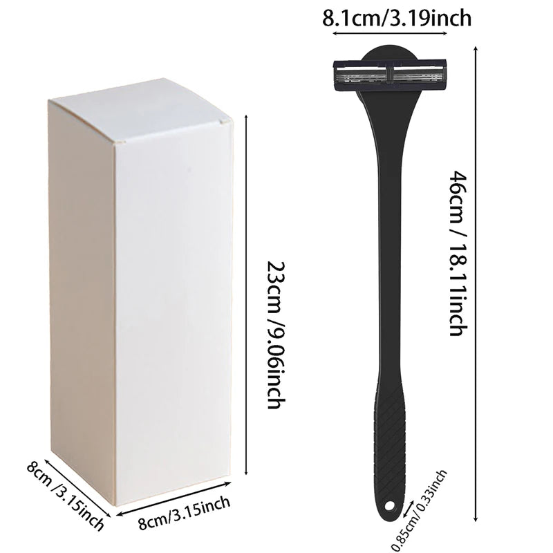Men's 2-in-1 Silicone Back Shaver & Scrubber with 3-Layer 6-Blade Razor