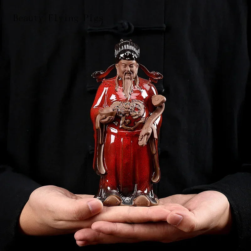 Ceramic Lucky Ornament - Fortune and Longevity Chinese Home Decor Gift