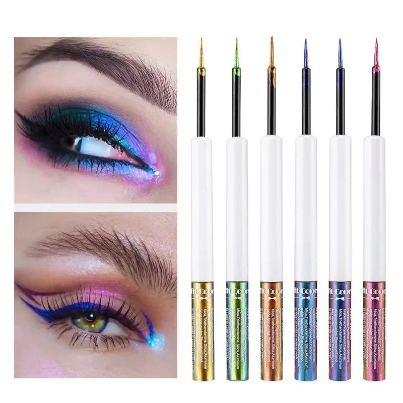 Liquid Eyeliner with Pearl Glitter & Multi-Chrome Colors - Long-Lasting Metallic Eye Makeup