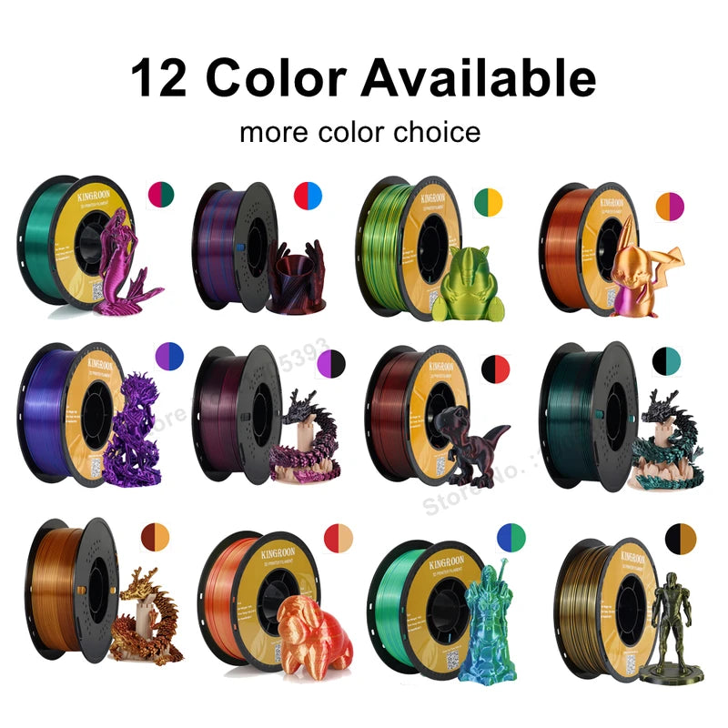 Dual-Color Silk PLA Filament 1.75mm for 3D Printing - 3kg Pack