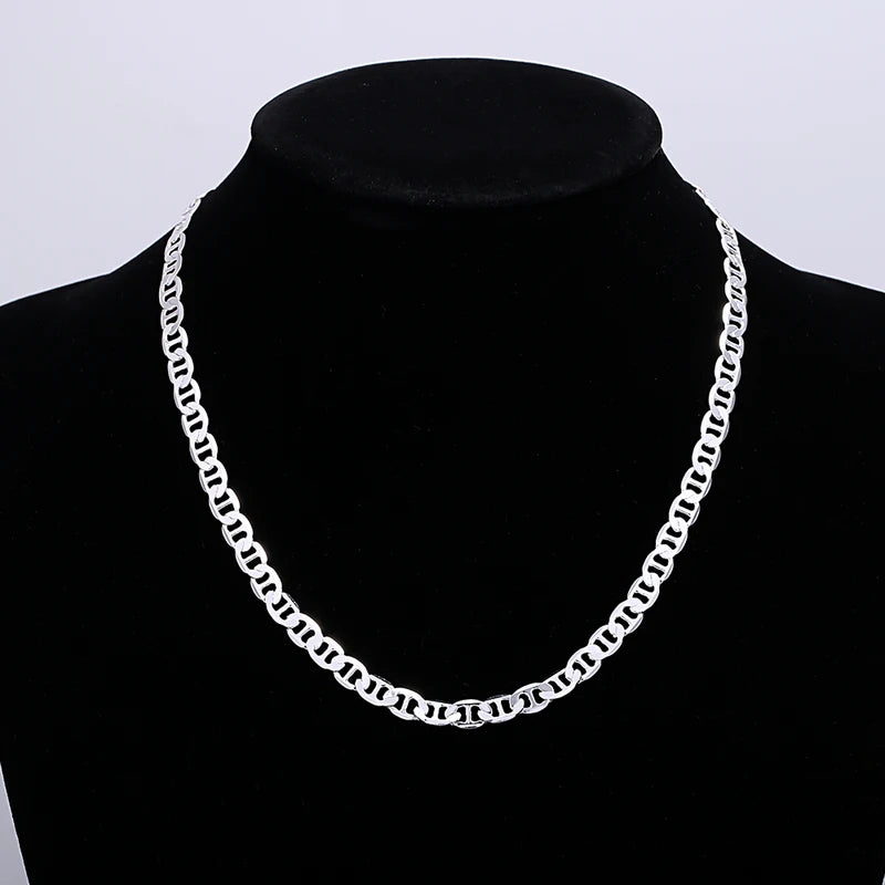 Sterling Silver Necklace 6MM Solid Jewelry for Men Women Wedding Party
