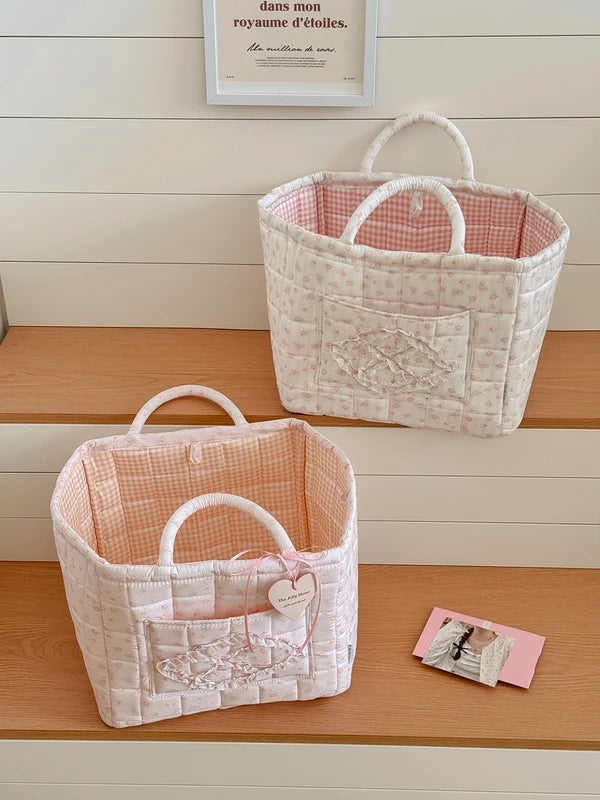 Large Capacity Flower Organizer Basket with Handle - Home Storage Bin
