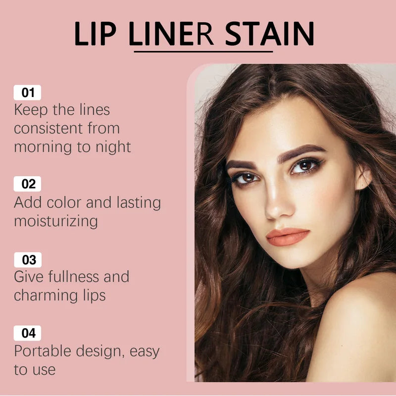 Waterproof Lip Liner Set - Peel Off Lip Stain with 3 Colors Long Lasting Matte Makeup