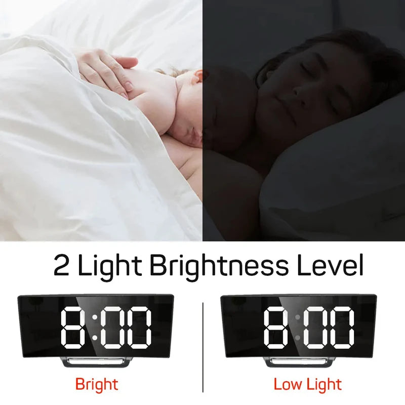 LED Digital Alarm Clock with Backlight Temperature Calendar Bedside Nightlight Home Decor