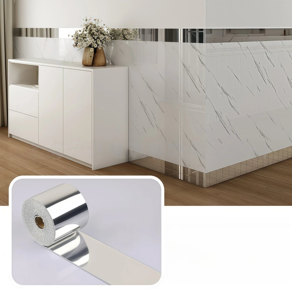 Self-Adhesive PVC Marble Baseboard Sticker Waterproof Skirting Protector for Corners & Windowsills
