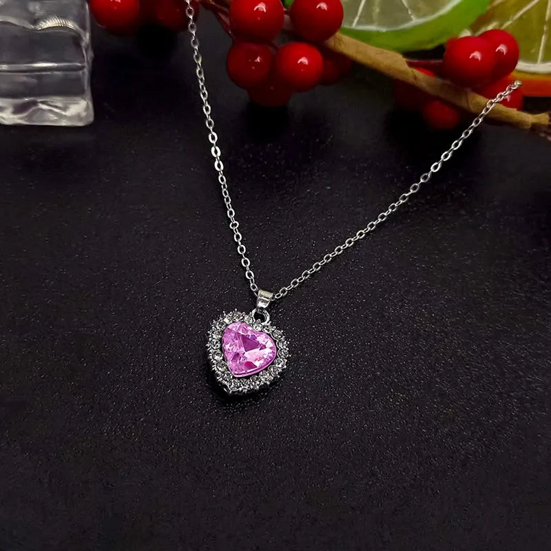 Luxury Crystal Heart Pendant Necklace for Women Party Jewelry Gifts