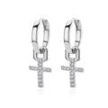 Gold Color Zircon Cross Drop Earrings for Women - Luxury Stainless Steel Jewelry
