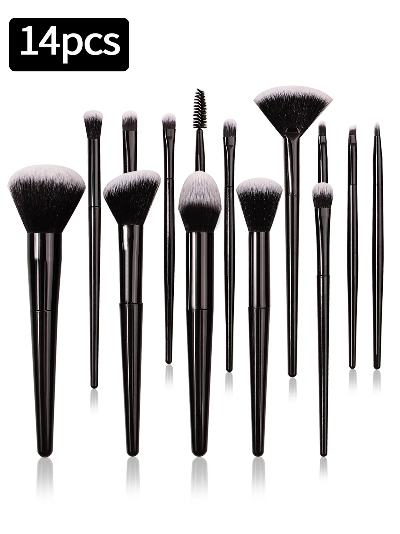 Professional Makeup Brush Set with Sponges Puff and Cleaning Tools - 14 Brushes