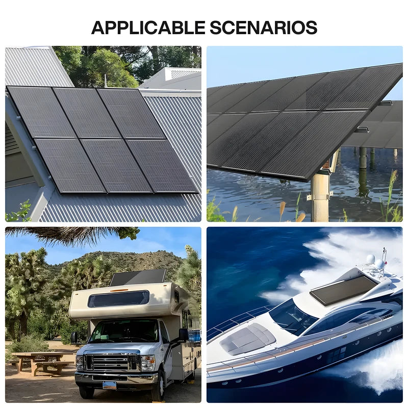 High Efficiency Mono Solar Panel 400W 200W 100W Waterproof Portable for RV Marine Camping