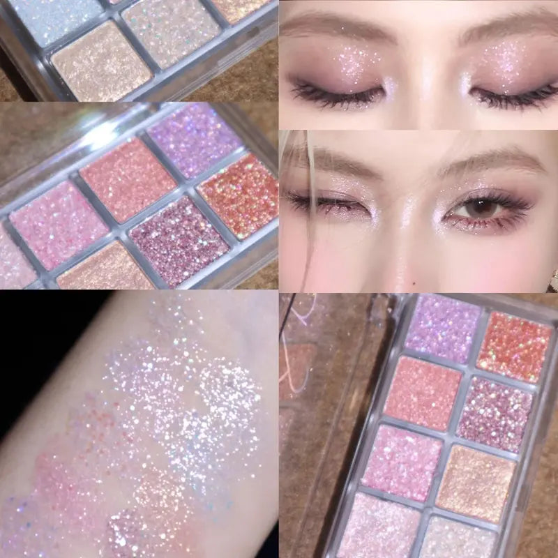 Long-Lasting Eyeshadow Palette with Matte, Shimmer & Glitter Shades - Korean Cosmetic