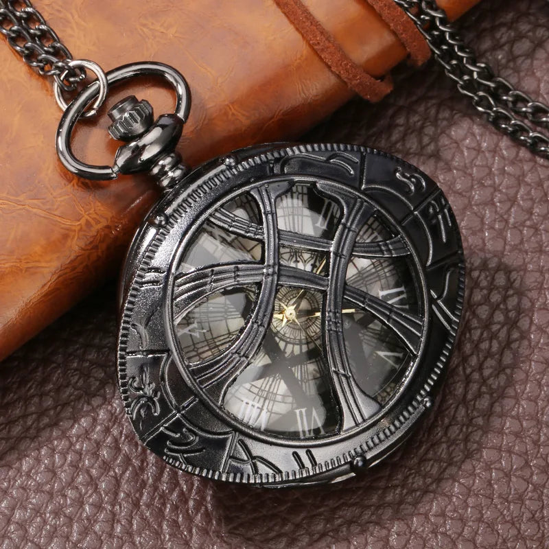 Vintage Pocket Watch Necklace with Old Clock Pendant - Men Women Jewelry