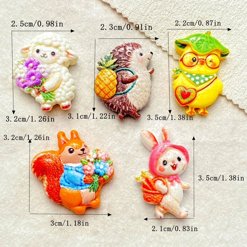 10PCS Mixed Resin Cartoon Animal Cabochons for Scrapbooking & DIY Crafts