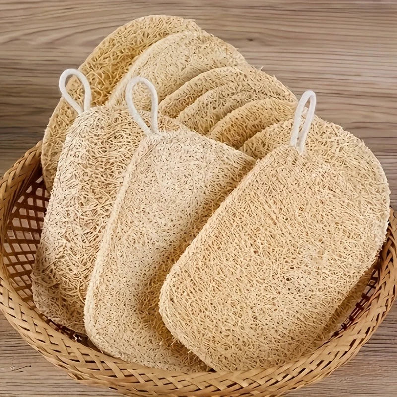 6PCS Dual-Layer Loofah Sponge Set for Exfoliating and Massage - Bath & Kitchen