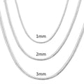 Sterling Silver Snake Chain Necklace for Men & Women - 40-75cm, 1-3mm