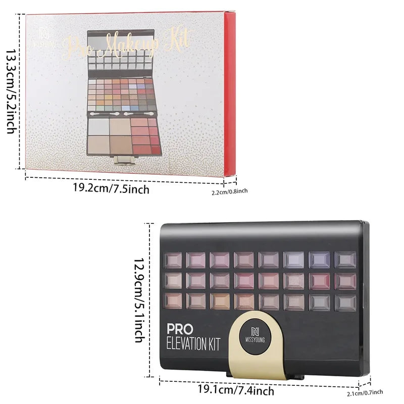 Pro Makeup Kit for Women All-in-One Eyeshadow Eyebrow Lipstick & Brush Set