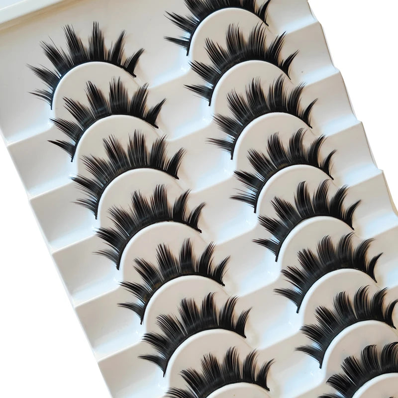 10 Pairs 3D Faux Mink False Eyelashes - Dramatic Long Eye Makeup Set