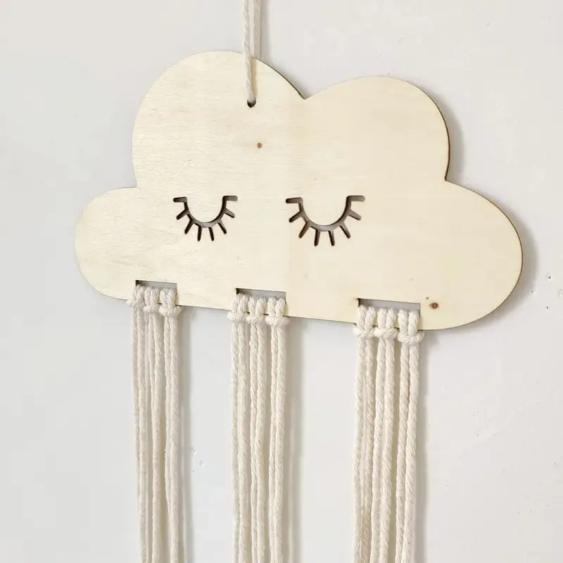Solid Wood Cloud Jewelry Hairpin Storage Box - Bow Organizer