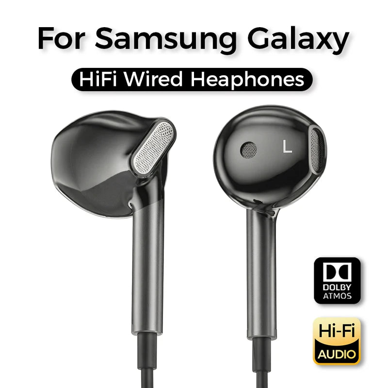 Wired Earphones for Samsung Galaxy with HiFi Sound & Mic - Type C & 3.5mm