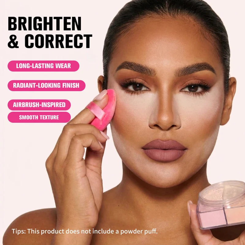 2-in-1 Loose Powder Duo Brightening & Correcting Face Makeup - Matte Finish, Long Lasting