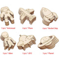 Wooden Space Craft Cutouts for Kids DIY Art Projects and Home Decor - 32 Pieces