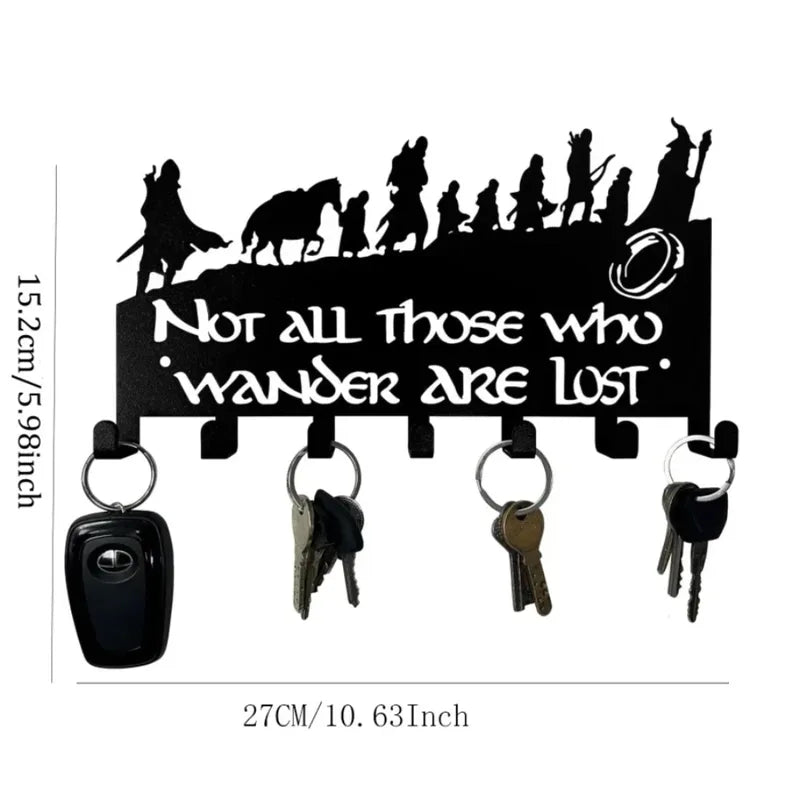 Metal Wall Mount Key Holder with Hooks - Decorative Home Storage Organizer