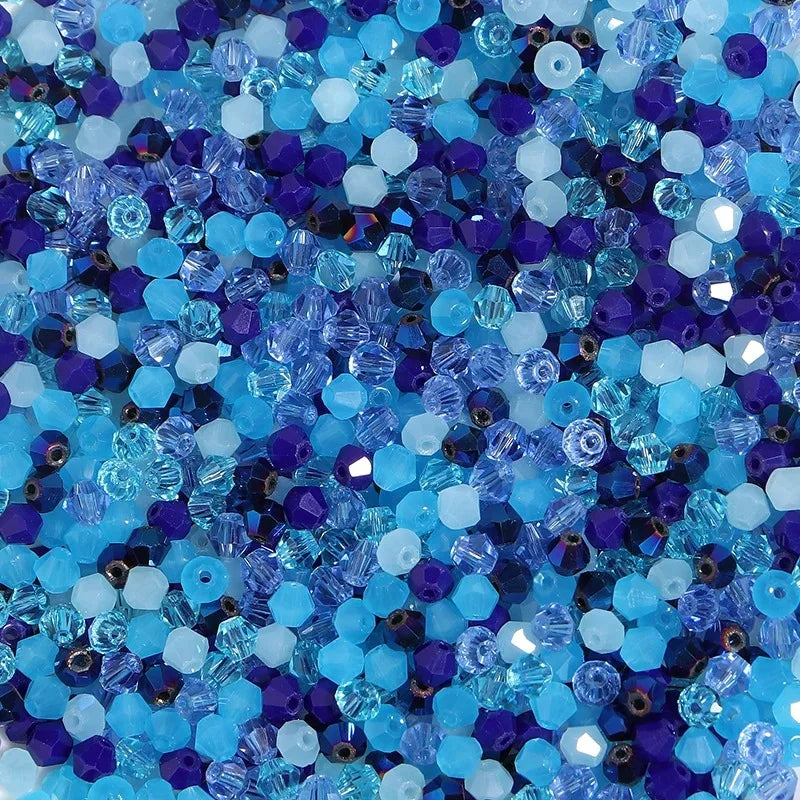 200pcs Mixed Color 4mm Bicone Glass Beads for Jewelry Making Shiny Faceted Loose Beads