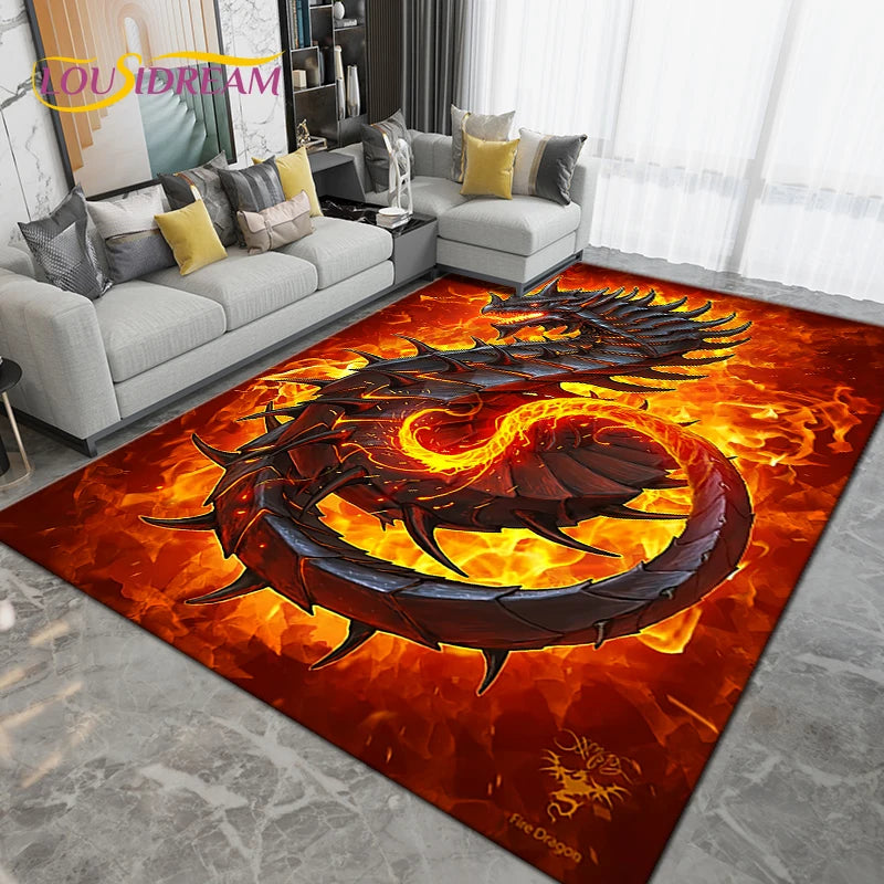 Large Cartoon Mortal Kombat Area Rug Non-Slip Floor Mat for Living Room Bedroom Kitchen