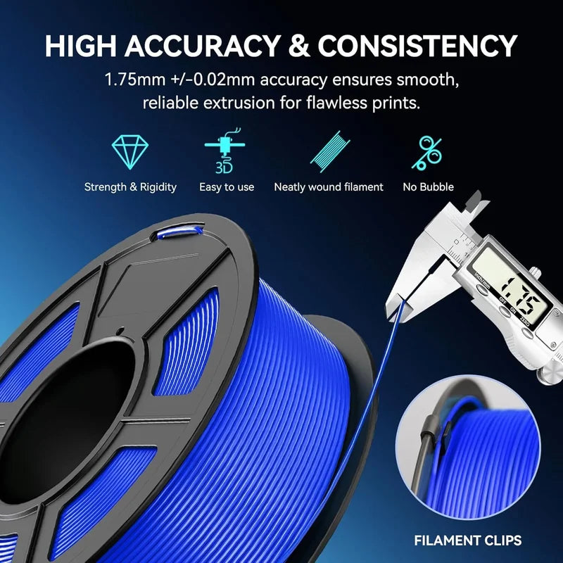 PETG 3D Printer Filament - No Bubbles, Non-Toxic, 1.75mm, 5.5kg Roll