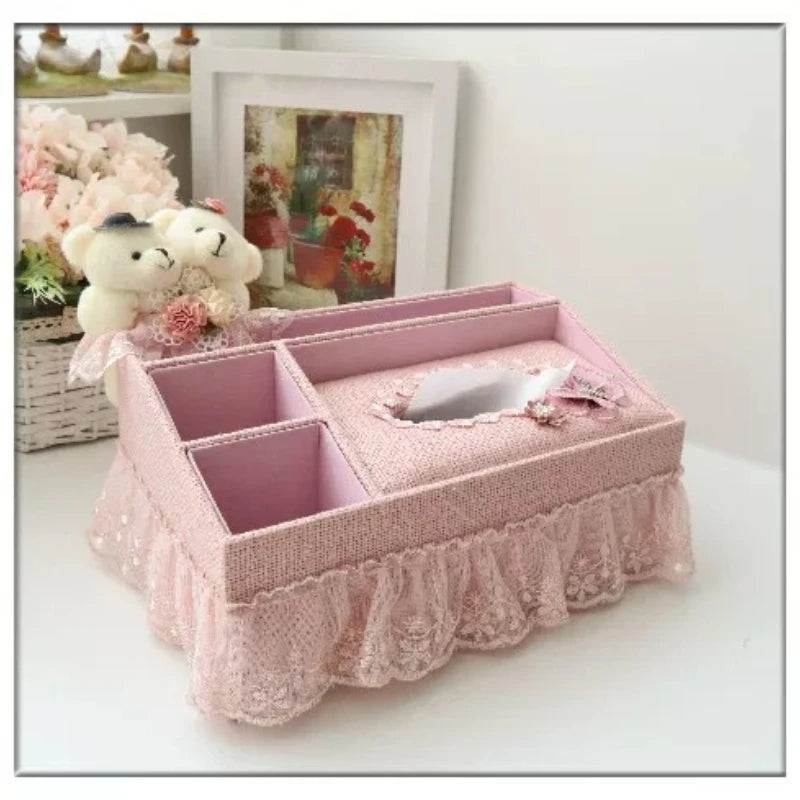 Multifunctional Tissue Box Holder with Remote Control Storage for Living Room Home Decor
